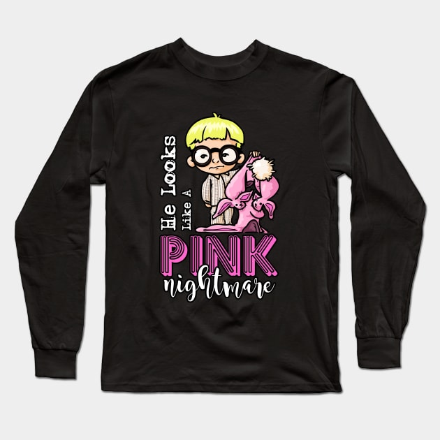 christmas story Like A Pink Nightmare Long Sleeve T-Shirt by VizRad